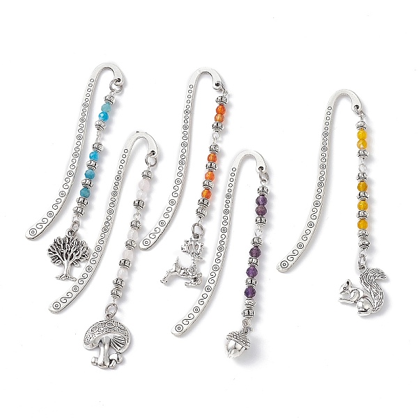 PandaHall Autumn Tree/Mushroom/Squirrel Tibetan Style Alloy Pendant Bookmark, Mixed Natural Gemstone Faceted Bead Chain Bookmarks, Hook...
PandaHall Autumn Tree/Mushroom/Squirrel Tibetan Style Alloy Pendant Bookmark, Mixed Natural Gemstone Faceted Bead Chain Bookmarks, Hook...