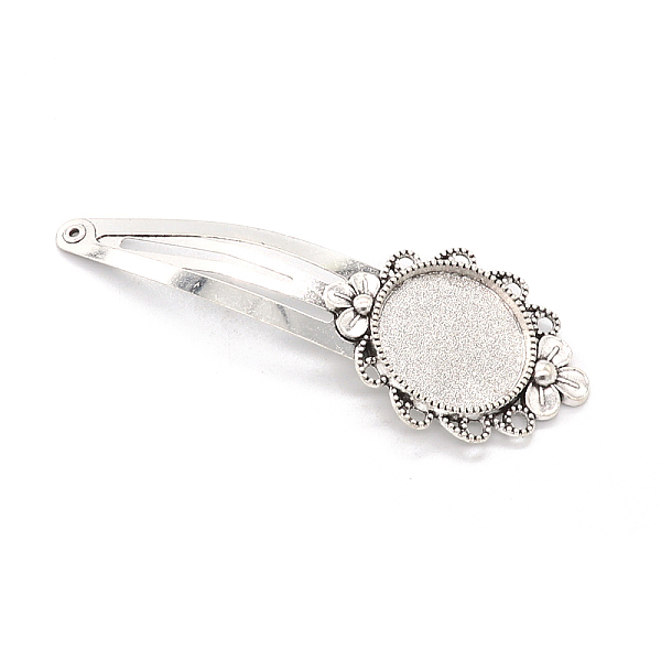 PandaHall Alloy Snap Hair Clip Finding, Cabochon Settings, Antique Silver, Inner Diameter: 20mm Alloy
PandaHall Alloy Snap Hair Clip Finding, Cabochon Settings, Antique Silver, Inner Diameter: 20mm Alloy