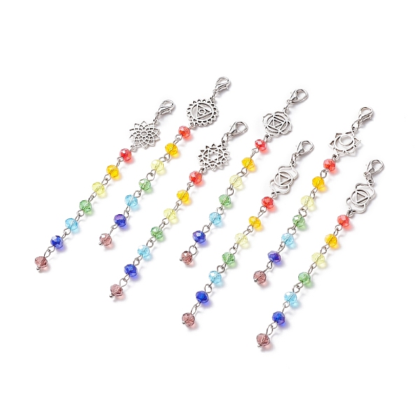 PandaHall Chakra Theme Sun Catcher Pendant Decorations, Electroplate Glass & Zinc Alloy Lobster Claw Clasps, Mixed Shapes, Colorful, 108mm...
PandaHall Chakra Theme Sun Catcher Pendant Decorations, Electroplate Glass & Zinc Alloy Lobster Claw Clasps, Mixed Shapes, Colorful, 108mm...