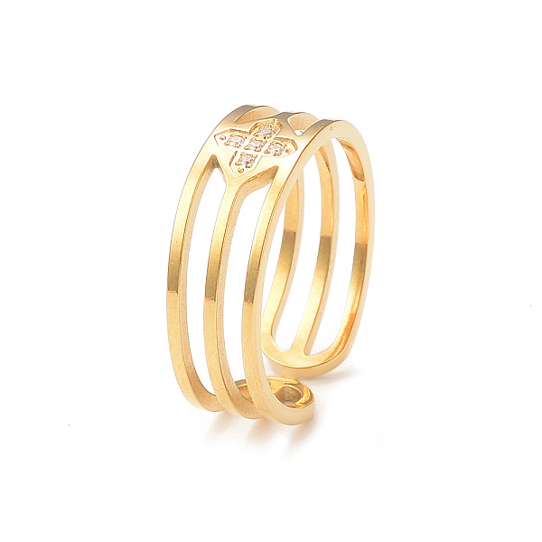 PandaHall Crystal Rhinestone Cross Open Cuff Ring, Ion Plating(IP) 304 Stainless Steel Jewelry for Women, Real 14K Gold Plated, Inner...
PandaHall Crystal Rhinestone Cross Open Cuff Ring, Ion Plating(IP) 304 Stainless Steel Jewelry for Women, Real 14K Gold Plated, Inner...