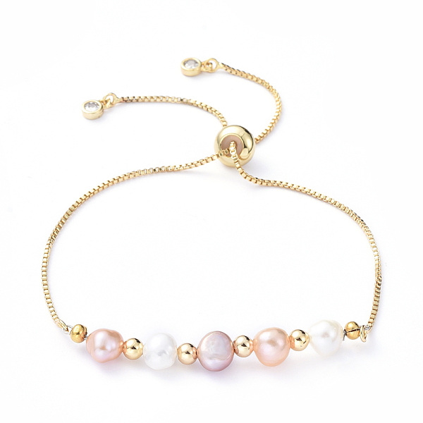 PandaHall Adjustable Brass Slider Bracelets, Bolo Bracelets, with Natural Pearl Beads, Cubic Zirconia and Brass Beads, Golden, 10-5/8 inch...
PandaHall Adjustable Brass Slider Bracelets, Bolo Bracelets, with Natural Pearl Beads, Cubic Zirconia and Brass Beads, Golden, 10-5/8 inch...