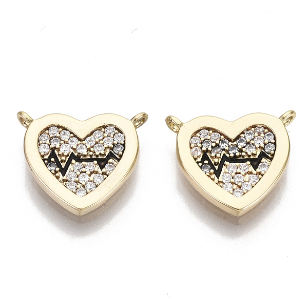 PandaHall Brass Micro Pave Clear Cubic Zirconia Charms, with Enamel, Heart with HeartBeat, Nickel Free, Black, Real 18K Gold Plated...
PandaHall Brass Micro Pave Clear Cubic Zirconia Charms, with Enamel, Heart with HeartBeat, Nickel Free, Black, Real 18K Gold Plated...