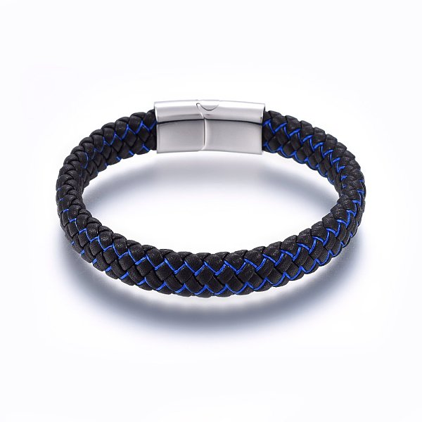 PandaHall Leather Braided Cord Bracelets, with Nylon and 304 Stainless Steel Magnetic Clasp, Rectangle, Stainless Steel Color, 8-5/8 inch...
PandaHall Leather Braided Cord Bracelets, with Nylon and 304 Stainless Steel Magnetic Clasp, Rectangle, Stainless Steel Color, 8-5/8 inch...