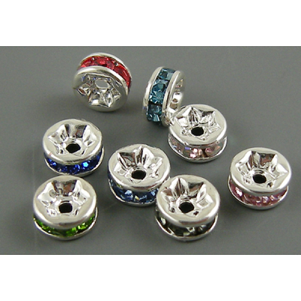 PandaHall Brass Rhinestone Spacer Beads, Grade A, Mixed Color, Rondelle, Nickel Free, Silver Color Plated,Size: about 7mm in diameter, 3.2mm..., Multicolor
PandaHall Brass Rhinestone Spacer Beads, Grade A, Mixed Color, Rondelle, Nickel Free, Silver Color Plated,Size: about 7mm in diameter, 3.2mm..., Multicolor