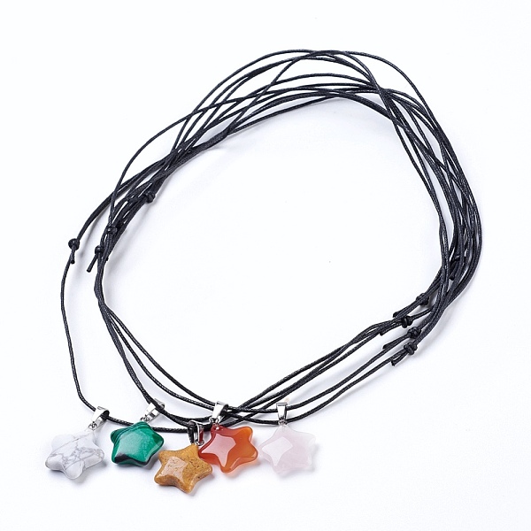 PandaHall Pendant Necklaces, Natural & Synthetic Mixed Stone Pendants, with Brass Findings and Chinese Waxed Cotton Cord, Star, Platinum...
PandaHall Pendant Necklaces, Natural & Synthetic Mixed Stone Pendants, with Brass Findings and Chinese Waxed Cotton Cord, Star, Platinum...