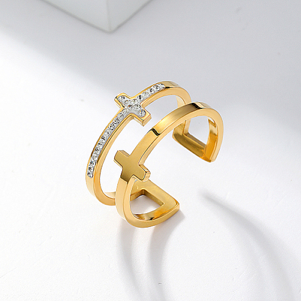 PandaHall Stainless Steel Cross Open Cuff Rings, Golden, no size Stainless Steel Cross
PandaHall Stainless Steel Cross Open Cuff Rings, Golden, no size Stainless Steel Cross