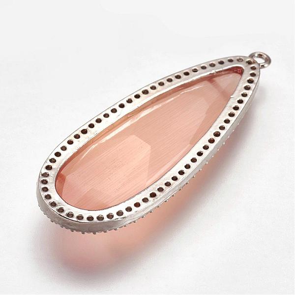 PandaHall Brass Micro Pave Cubic Zirconia Pendants, with Faceted Cat Eye, teardrop, Platinum, Moccasin, 45x17x5mm, Hole: 1.5mm Brass+Cat Eye..., Orange
PandaHall Brass Micro Pave Cubic Zirconia Pendants, with Faceted Cat Eye, teardrop, Platinum, Moccasin, 45x17x5mm, Hole: 1.5mm Brass+Cat Eye..., Orange