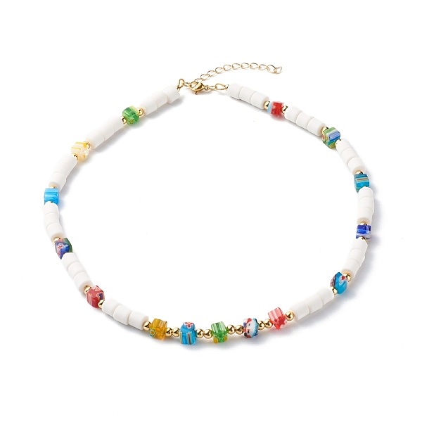PandaHall Polymer Clay Beaded Necklaces, with Cube Glass Beads and Brass Spacer Beads, White, 17.32 inch(44cm) Polymer Clay White
PandaHall Polymer Clay Beaded Necklaces, with Cube Glass Beads and Brass Spacer Beads, White, 17.32 inch(44cm) Polymer Clay White