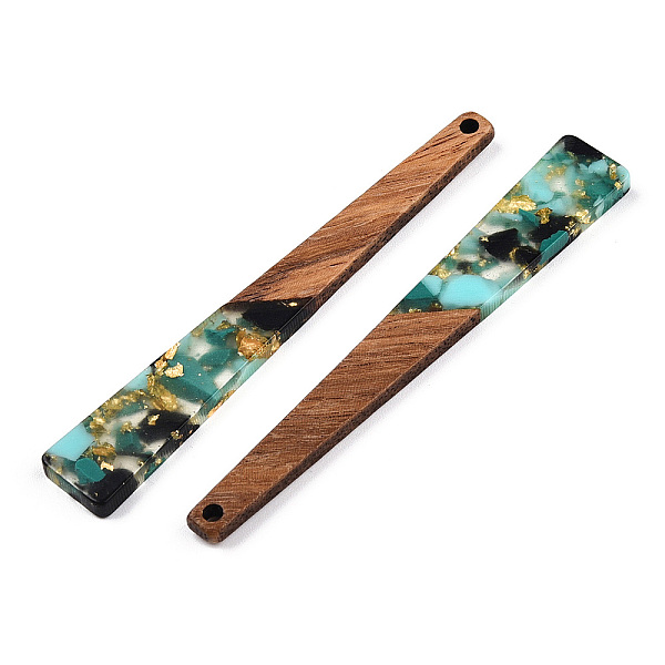PandaHall Translucent Resin & Walnut Wood Big Pendants, with Gold Foil, Trapezoid Charm, Dark Turquoise, 69.5x8.5x3.5mm, Hole: 2mm...
PandaHall Translucent Resin & Walnut Wood Big Pendants, with Gold Foil, Trapezoid Charm, Dark Turquoise, 69.5x8.5x3.5mm, Hole: 2mm...