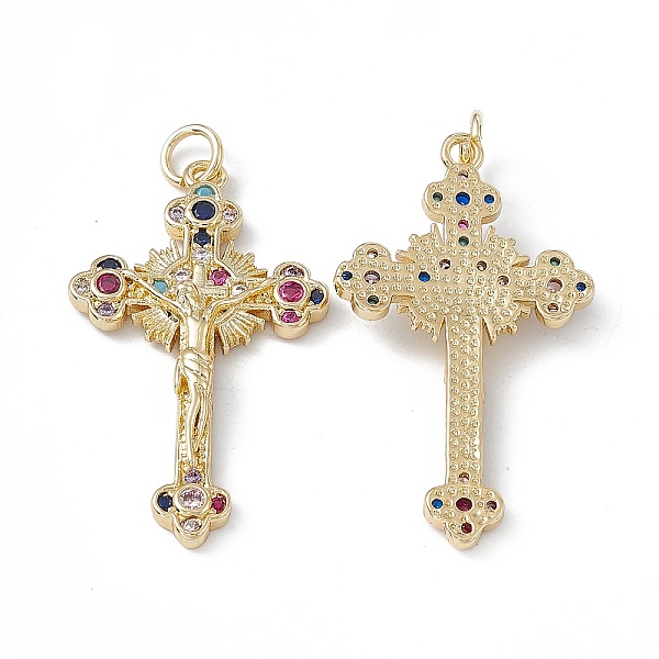 PandaHall Brass Colorful Cubic Zirconia Pendants, with Jump Ring, Cross with Jesus Charms, Real 18K Gold Plated, 33x19x4mm, Hole: 3mm...
PandaHall Brass Colorful Cubic Zirconia Pendants, with Jump Ring, Cross with Jesus Charms, Real 18K Gold Plated, 33x19x4mm, Hole: 3mm...