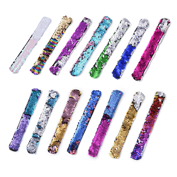 PandaHall Mermaid Slap Bracelets, Two-color Reversible Charm Sequins Flip Wristbands, Mixed Color, 8-1/4 inch(21cm), 25x3mm, 14pcs/set..., Multicolor
PandaHall Mermaid Slap Bracelets, Two-color Reversible Charm Sequins Flip Wristbands, Mixed Color, 8-1/4 inch(21cm), 25x3mm, 14pcs/set..., Multicolor
