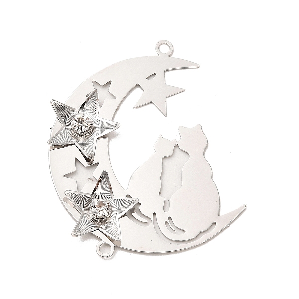 PandaHall Brass Connector Charms with Crystal Rhinestone, Moon with Cat, Platinum, 41x35x4mm, Hole: 1.6mm Brass+Rhinestone Moon Clear
PandaHall Brass Connector Charms with Crystal Rhinestone, Moon with Cat, Platinum, 41x35x4mm, Hole: 1.6mm Brass+Rhinestone Moon Clear