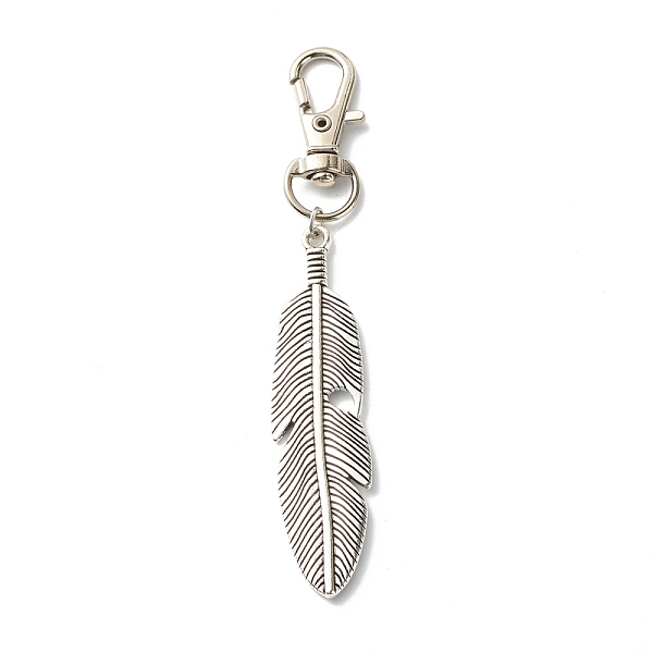 PandaHall Leaf/Feather Tibetan Style Alloy Keychain, with Swivel Lobster Claw Clasps and Iron Open Jump Rings, Antique Silver, 94mm, Hole...
PandaHall Leaf/Feather Tibetan Style Alloy Keychain, with Swivel Lobster Claw Clasps and Iron Open Jump Rings, Antique Silver, 94mm, Hole...