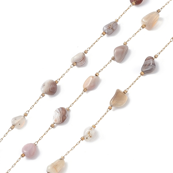 PandaHall 304 Stainless Steel Nuggets Natural Botswana Agate Link Chains, Unwelded, with Spool, Golden, 2x0.7x0.2mm Botswana Agate
PandaHall 304 Stainless Steel Nuggets Natural Botswana Agate Link Chains, Unwelded, with Spool, Golden, 2x0.7x0.2mm Botswana Agate