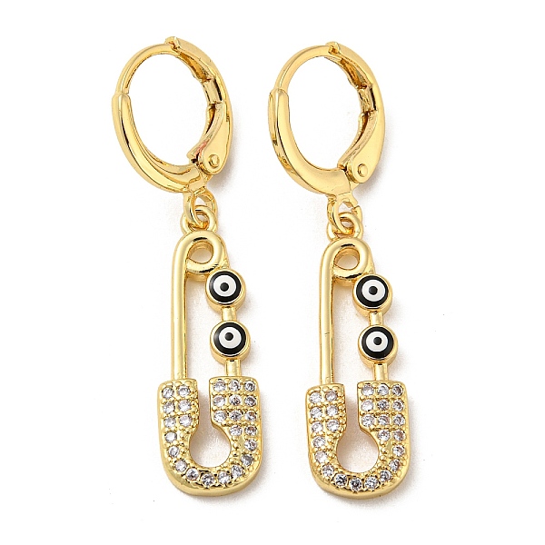 PandaHall Real 18K Gold Plated Brass Dangle Leverback Earrings, with Enamel and Cubic Zirconia, Safety Pin with Evil Eye, Black, 36.5x8mm...
PandaHall Real 18K Gold Plated Brass Dangle Leverback Earrings, with Enamel and Cubic Zirconia, Safety Pin with Evil Eye, Black, 36.5x8mm...