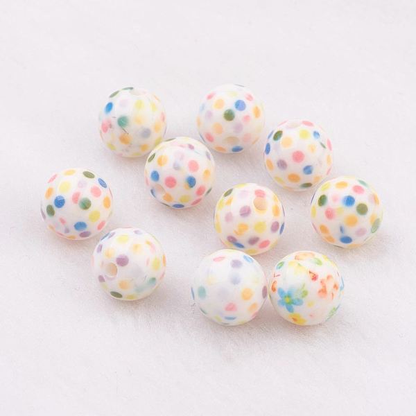 PandaHall Spray Painted Resin Beads, with Polka Dot Pattern, Round, Colorful, 10mm, Hole: 2mm Resin Round
PandaHall Spray Painted Resin Beads, with Polka Dot Pattern, Round, Colorful, 10mm, Hole: 2mm Resin Round