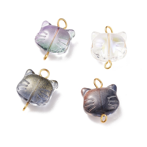 PandaHall Glass Connector Charms, with Golden Tine Iron Double Loops, Cat, Mixed Color, 19x14x6.5mm, Hole: 2~3mm Glass Cat Shape Multicolor
PandaHall Glass Connector Charms, with Golden Tine Iron Double Loops, Cat, Mixed Color, 19x14x6.5mm, Hole: 2~3mm Glass Cat Shape Multicolor