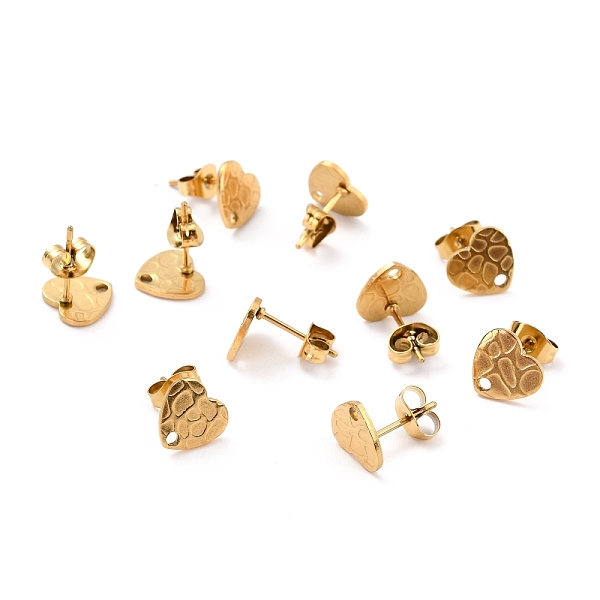 PandaHall Ion Plating(IP) 304 Stainless Steel Stud Earring Findings, with Ear Nuts, Textured Heart, Real 18K Gold Plated, 8x9mm, Hole: 1.4mm...
PandaHall Ion Plating(IP) 304 Stainless Steel Stud Earring Findings, with Ear Nuts, Textured Heart, Real 18K Gold Plated, 8x9mm, Hole: 1.4mm...