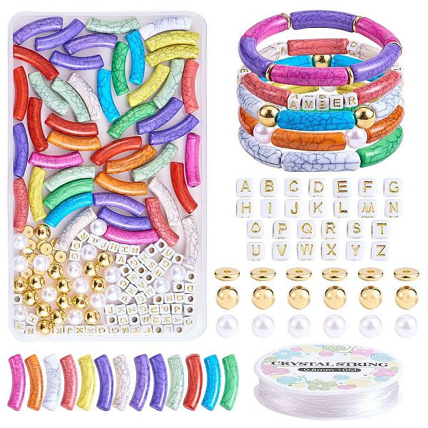 PandaHall DIY Chunky Bracelet Making Kit, Including Acrylic Curved Tube & Letter Beads, Plastic Pearl & Brass Beads, Elastic Thread, Mixed..., Multicolor
PandaHall DIY Chunky Bracelet Making Kit, Including Acrylic Curved Tube & Letter Beads, Plastic Pearl & Brass Beads, Elastic Thread, Mixed..., Multicolor