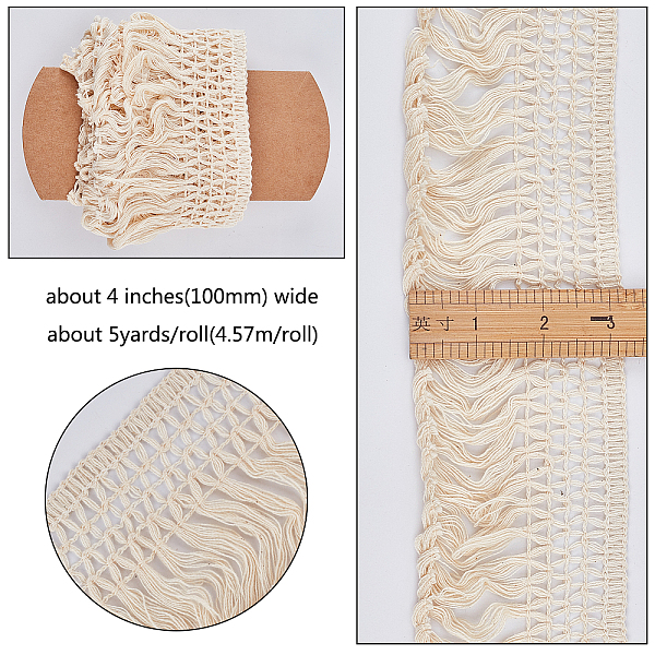 PandaHall Gorgecraft Cotton Lace Ribbon Edge Trimmings, Tassel Ribbon, for Sewing Cloth Craft, Antique White, 4 inch(100mm), 5yards/roll...
PandaHall Gorgecraft Cotton Lace Ribbon Edge Trimmings, Tassel Ribbon, for Sewing Cloth Craft, Antique White, 4 inch(100mm), 5yards/roll...