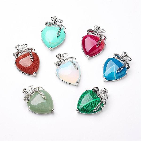 PandaHall Natural & Synthetic Gemstone Pendants, with Platinum Tone Brass Findings, Heart, 46x32x10mm, Hole: 3.5x6mm Mixed Stone Heart
PandaHall Natural & Synthetic Gemstone Pendants, with Platinum Tone Brass Findings, Heart, 46x32x10mm, Hole: 3.5x6mm Mixed Stone Heart