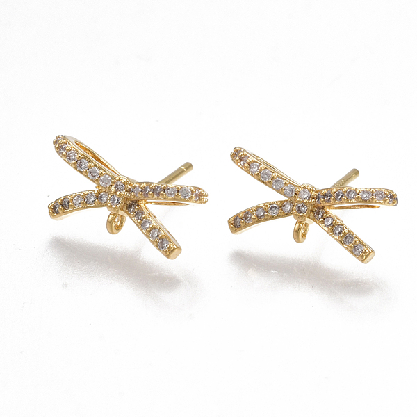 PandaHall Brass Stud Earring Findings, with Loop, Cubic Zirconia, Nickel Free, Real 18K Gold Plated, Bowknot, Clear, 7x15mm, Hole: 0.8mm...
PandaHall Brass Stud Earring Findings, with Loop, Cubic Zirconia, Nickel Free, Real 18K Gold Plated, Bowknot, Clear, 7x15mm, Hole: 0.8mm...