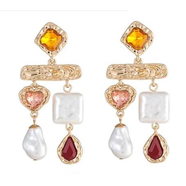 PandaHall Imitating Pearl & Glass Heart & Teardrop Chandelier Earrings, Golden Alloy Jewelry, Gold, 65x28mm, Pin: 0.65mm Glass Gold
PandaHall Imitating Pearl & Glass Heart & Teardrop Chandelier Earrings, Golden Alloy Jewelry, Gold, 65x28mm, Pin: 0.65mm Glass Gold