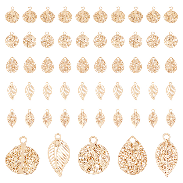 PandaHall SUPERFINDINGS 150Pcs 5 Style Rack Plating Brass Filigree Charms, Long-Lasting Plated, Leaf & Flat Round, Light Gold...
PandaHall SUPERFINDINGS 150Pcs 5 Style Rack Plating Brass Filigree Charms, Long-Lasting Plated, Leaf & Flat Round, Light Gold...