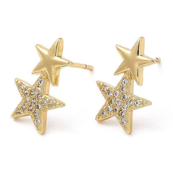 PandaHall Rack Plating Brass Star Stud Earrings with Cubic Zirconia, Lead Free & Cadmium Free, Real 18K Gold Plated, 14x9mm Rhinestone Star
PandaHall Rack Plating Brass Star Stud Earrings with Cubic Zirconia, Lead Free & Cadmium Free, Real 18K Gold Plated, 14x9mm Rhinestone Star