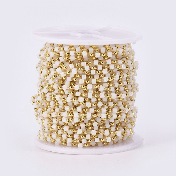 PandaHall Handmade Glass Beaded Chains, Soldered, with Brass Findings, with Spool, Long-Lasting Plated, Golden, Cube, White...
PandaHall Handmade Glass Beaded Chains, Soldered, with Brass Findings, with Spool, Long-Lasting Plated, Golden, Cube, White...