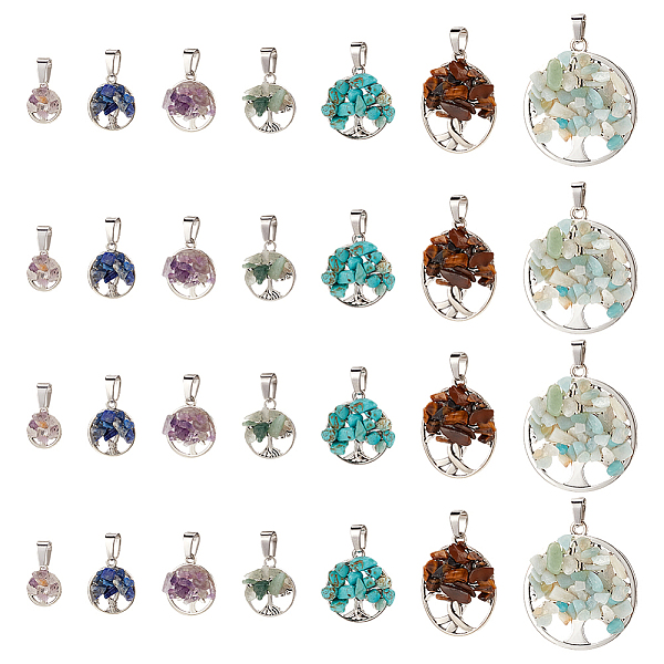 PandaHall 28Pcs 7 Styles Mixed Gemstone Pendants, Tree of Life Charms, with Antique Silver Alloy Findings, 13~38mm, 4pcs/style Mixed Stone...
PandaHall 28Pcs 7 Styles Mixed Gemstone Pendants, Tree of Life Charms, with Antique Silver Alloy Findings, 13~38mm, 4pcs/style Mixed Stone...