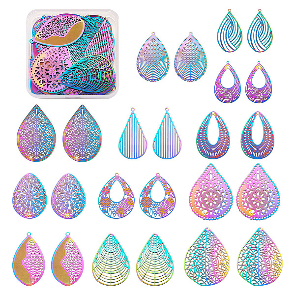 PandaHall Fashewelry 48 Pcs 12 Styles 201 Stainless Steel Filigree Pendants, Etched Metal Embellishments, Teardrop, Rainbow Color...
PandaHall Fashewelry 48 Pcs 12 Styles 201 Stainless Steel Filigree Pendants, Etched Metal Embellishments, Teardrop, Rainbow Color...