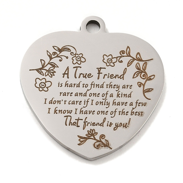 PandaHall 201 Stainless Steel Pendants, Friends Theme Message Charms, Heart with Word Charms, Stainless Steel Color, 30.5x29x2mm, Hole: 3mm...
PandaHall 201 Stainless Steel Pendants, Friends Theme Message Charms, Heart with Word Charms, Stainless Steel Color, 30.5x29x2mm, Hole: 3mm...