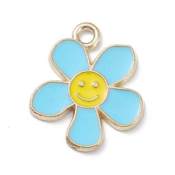 PandaHall Alloy Enamel Pendants, Light Gold, Flower with Smiling Face Charm, Cyan, 21.5x18x1.5mm, Hole: 2mm Alloy+Enamel Flower Cyan
PandaHall Alloy Enamel Pendants, Light Gold, Flower with Smiling Face Charm, Cyan, 21.5x18x1.5mm, Hole: 2mm Alloy+Enamel Flower Cyan