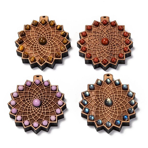 PandaHall Beech wood Pendants, with Natural Gemstone Beads, Flower, 47x43x11.5mm, Hole: 2mm Mixed Stone Flower
PandaHall Beech wood Pendants, with Natural Gemstone Beads, Flower, 47x43x11.5mm, Hole: 2mm Mixed Stone Flower