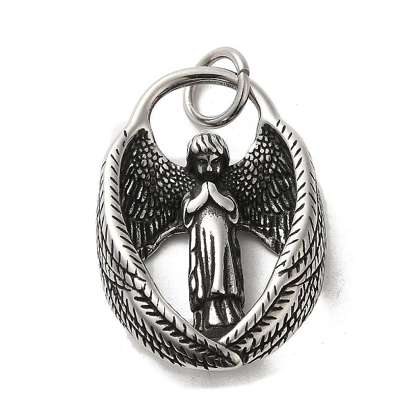PandaHall 304 Stainless Steel Pendants, with Jump Ring, Angle with Wing Charm, Antique Silver, 45x27x8.5mm, Hole: 7mm 304 Stainless Steel...
PandaHall 304 Stainless Steel Pendants, with Jump Ring, Angle with Wing Charm, Antique Silver, 45x27x8.5mm, Hole: 7mm 304 Stainless Steel...