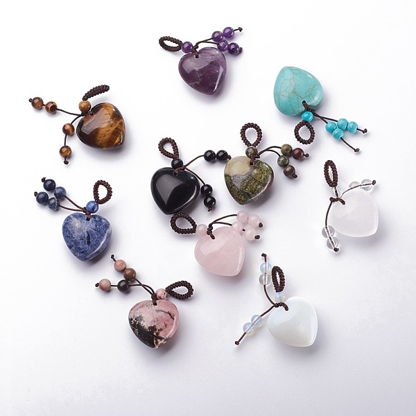 PandaHall Natural & Synthetic Mixed Stone Hanging Decorations, with Nylon Cord, Heart, 45mm Mixed Stone Heart
PandaHall Natural & Synthetic Mixed Stone Hanging Decorations, with Nylon Cord, Heart, 45mm Mixed Stone Heart