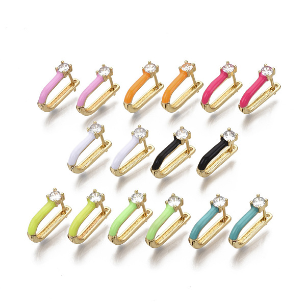 PandaHall Brass Micro Pave Clear Cubic Zirconia Huggie Hoop Earrings, with Enamel, Real 18K Gold Plated, Nickel Free, U Shape, Mixed Color..., Multicolor
PandaHall Brass Micro Pave Clear Cubic Zirconia Huggie Hoop Earrings, with Enamel, Real 18K Gold Plated, Nickel Free, U Shape, Mixed Color..., Multicolor