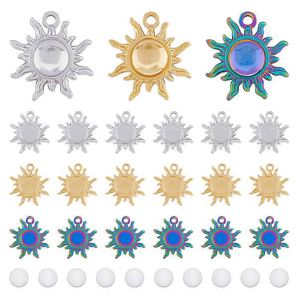 PandaHall DICOSMETIC 18Pcs 3 Colors 304 Stainless Steel Pendants, Sun Charm, with 18Pcs Transparent Glass Cabochons, Mixed Color...
PandaHall DICOSMETIC 18Pcs 3 Colors 304 Stainless Steel Pendants, Sun Charm, with 18Pcs Transparent Glass Cabochons, Mixed Color...