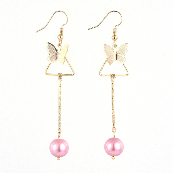 PandaHall Dangle Earrings, with Glass Pearl Round Beads, Iron Bar Links, Brass Pendant and Earring Hooks, Butterfly & Triangle, Pink, 77mm...
PandaHall Dangle Earrings, with Glass Pearl Round Beads, Iron Bar Links, Brass Pendant and Earring Hooks, Butterfly & Triangle, Pink, 77mm...