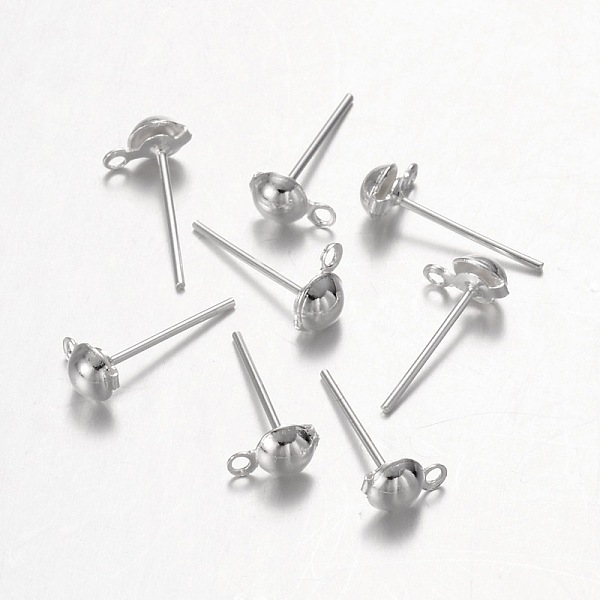 PandaHall Earring Stud Ear Nail Iron Half Ball Post Earring Findings, with Loop, Silver Color Plated, Size: about 4mm wide, 13mm long, hole...
PandaHall Earring Stud Ear Nail Iron Half Ball Post Earring Findings, with Loop, Silver Color Plated, Size: about 4mm wide, 13mm long, hole...