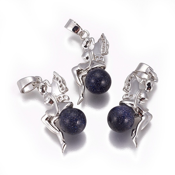 PandaHall Synthetic Blue Goldstone Pendants, with Platinum Tone Brass Findings, Fairy, 25~26x12~13x8mm, Hole: 3.5x5.5mm Blue Goldstone Angel...
PandaHall Synthetic Blue Goldstone Pendants, with Platinum Tone Brass Findings, Fairy, 25~26x12~13x8mm, Hole: 3.5x5.5mm Blue Goldstone Angel...