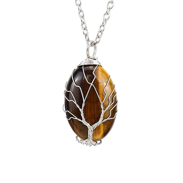 PandaHall Natural Tiger Eye Oval Pendant Necklace with Platinum Alloy Chains, 20.87 inch(53cm) Tiger Eye Oval
PandaHall Natural Tiger Eye Oval Pendant Necklace with Platinum Alloy Chains, 20.87 inch(53cm) Tiger Eye Oval