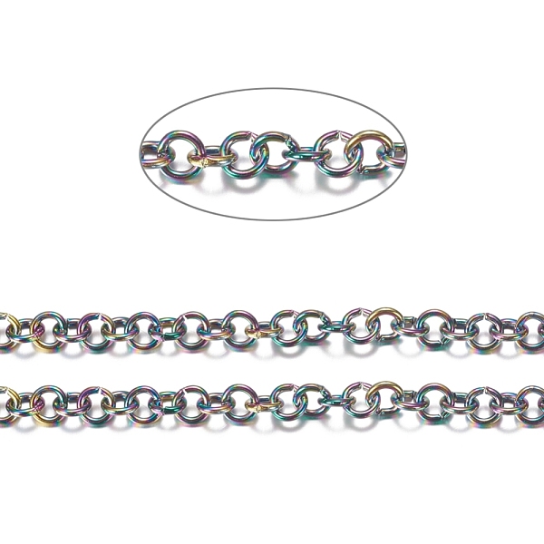 PandaHall Ion Plating(IP) 304 Stainless Steel Rolo Chains, Belcher Chain, with Spool, for Jewelry Making, Unwelded, Rainbow Color, 5x1mm...
PandaHall Ion Plating(IP) 304 Stainless Steel Rolo Chains, Belcher Chain, with Spool, for Jewelry Making, Unwelded, Rainbow Color, 5x1mm...