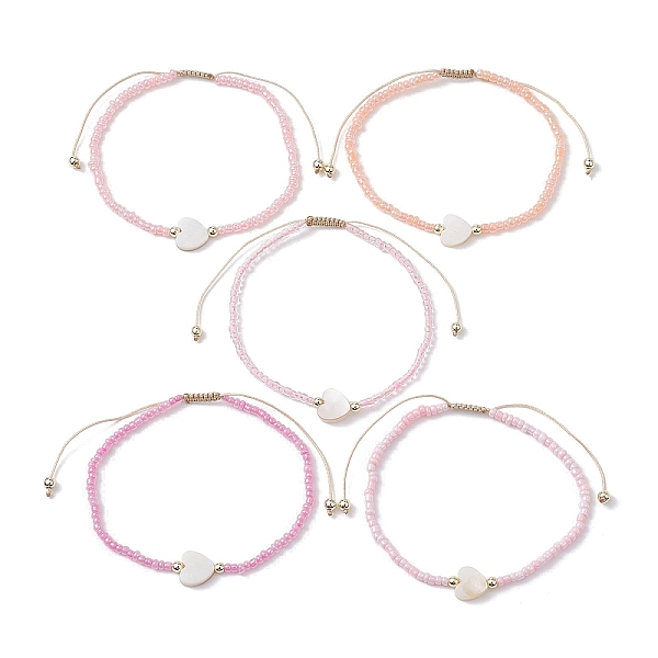 PandaHall 5Pcs 5 Colors Natural Shell Heart & Seed Braided Bead Bracelets Set, Adjustable Synthetic Hematite Stackable Bracelets, Pink...
PandaHall 5Pcs 5 Colors Natural Shell Heart & Seed Braided Bead Bracelets Set, Adjustable Synthetic Hematite Stackable Bracelets, Pink...