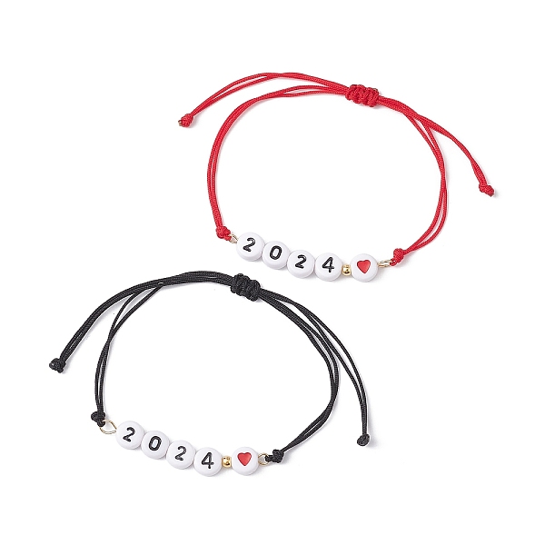 PandaHall 2Pcs 2 Color Heart with Word 2024 Acrylic Braided Bead Bracelets Set, Nylon Adjustable Bracelets, Mixed Color, Inner Diameter..., Multicolor
PandaHall 2Pcs 2 Color Heart with Word 2024 Acrylic Braided Bead Bracelets Set, Nylon Adjustable Bracelets, Mixed Color, Inner Diameter..., Multicolor