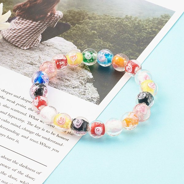 PandaHall Handmade Luminous Inner Flower Lampwork Beads Stretch Bracelets, Round, Colorful, Inner Diameter: 2-1/8 inch(5.3cm), Beads: 10mm...
PandaHall Handmade Luminous Inner Flower Lampwork Beads Stretch Bracelets, Round, Colorful, Inner Diameter: 2-1/8 inch(5.3cm), Beads: 10mm...
