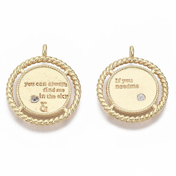 PandaHall Brass Micro Pave Clear Cubic Zirconia Pendants, Quotation Charm, Nickel Free, Flat Round with Word, Real 18K Gold Plated...
PandaHall Brass Micro Pave Clear Cubic Zirconia Pendants, Quotation Charm, Nickel Free, Flat Round with Word, Real 18K Gold Plated...