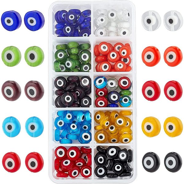 PandaHall Handmade Evil Eye Lampwork Bead, Flat Round, Mixed Color, 10x4mm, Hole: 1mm Lampwork Evil Eye Multicolor
PandaHall Handmade Evil Eye Lampwork Bead, Flat Round, Mixed Color, 10x4mm, Hole: 1mm Lampwork Evil Eye Multicolor