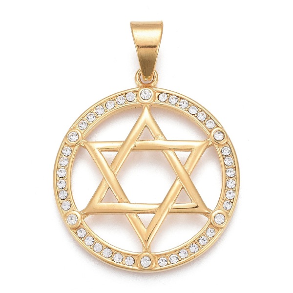 PandaHall 304 Stainless Steel Pendants, with Crystal Rhinestone, Ring with Star of David, Golden, 44.5x39x4mm, Hole: 8x11mm Stainless..., Clear
PandaHall 304 Stainless Steel Pendants, with Crystal Rhinestone, Ring with Star of David, Golden, 44.5x39x4mm, Hole: 8x11mm Stainless..., Clear